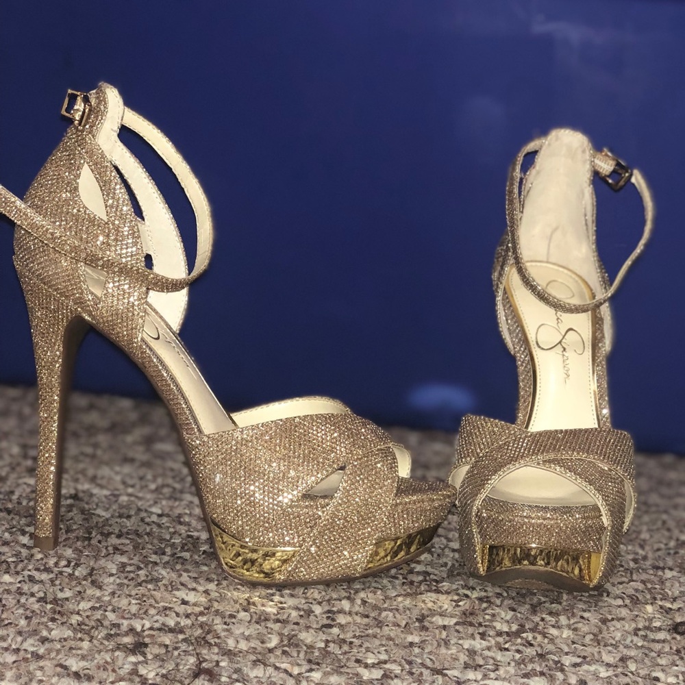 Jessica Simpson Gold Heels
